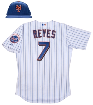 2007 Jose Reyes Game Used New York Mets Pinstripe Home Jersey and Hat (MLB Authenticated & Steiner)